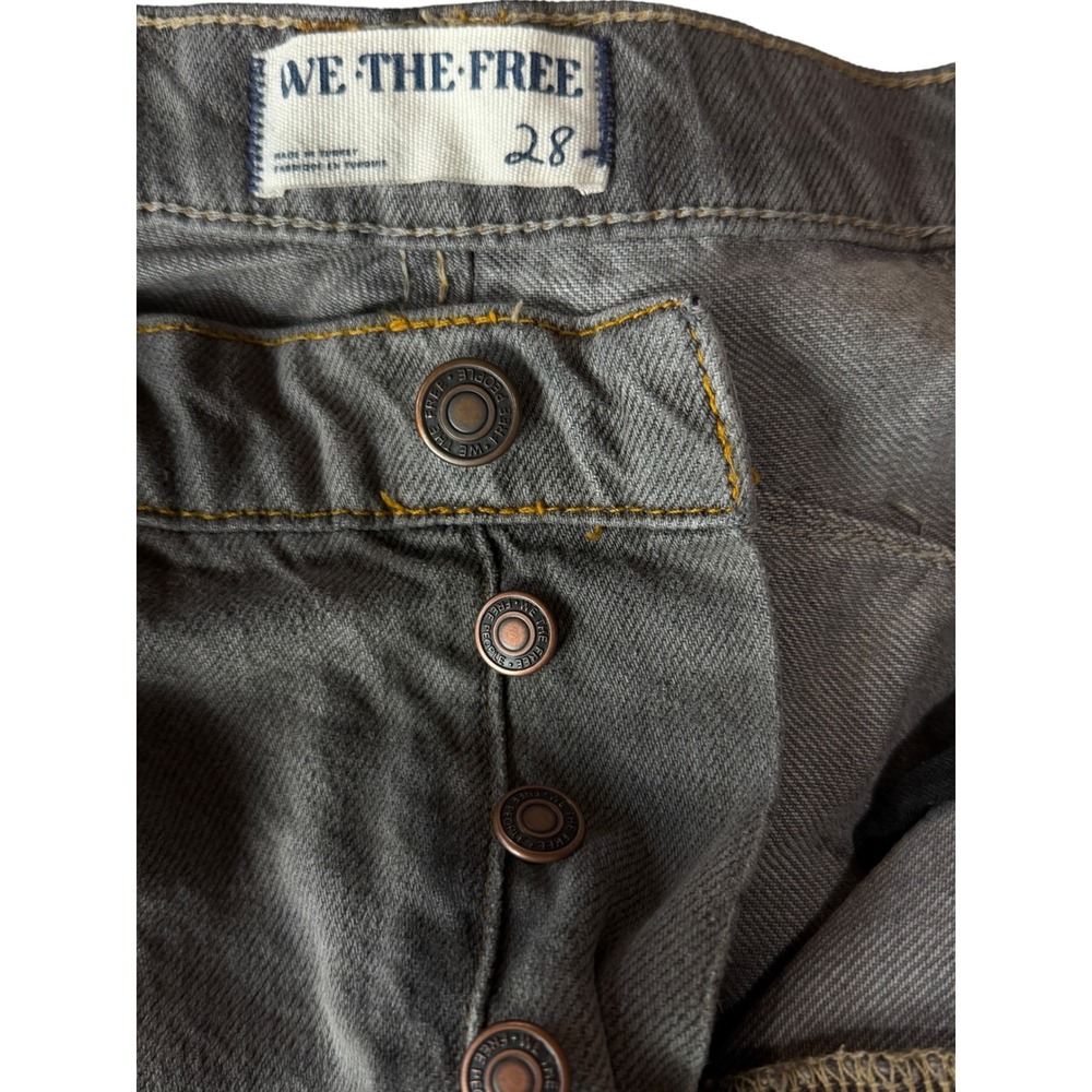 Free People Barrel Jean Womens SZ 28 Gray Lucky You Mid Rise Button Fly Cropped - Picture 6 of 16